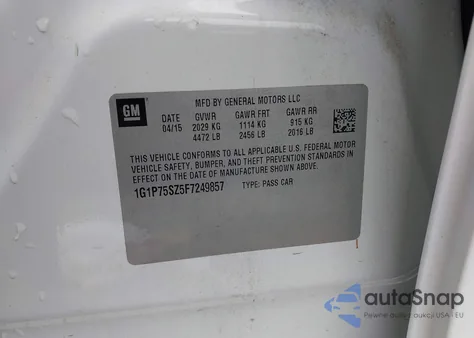 2015 Chevrolet Cruze Diesel from USA, damaged, VIN 1G1P75SZ5F7249857